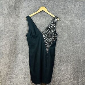 Vintage Y2K Saelee One Shoulder Lace Bodycon Dress Sz 8 Cocktail Glam